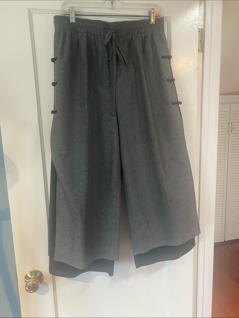 Charcoal Wide-Leg Pants with Side Knot Detail and overlay